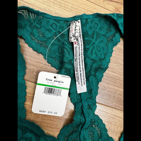 Free People Green Galloon Lace Racerback Bralette OB590924 Women's Large L - Picture 4 of 7